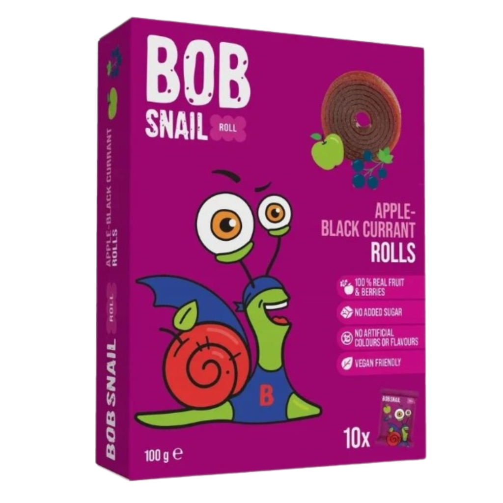 Obuolių - juodųjų serbentų suktinukų rinkinys, be pridėtinio cukraus | Bob Snail (10 x 10 g)