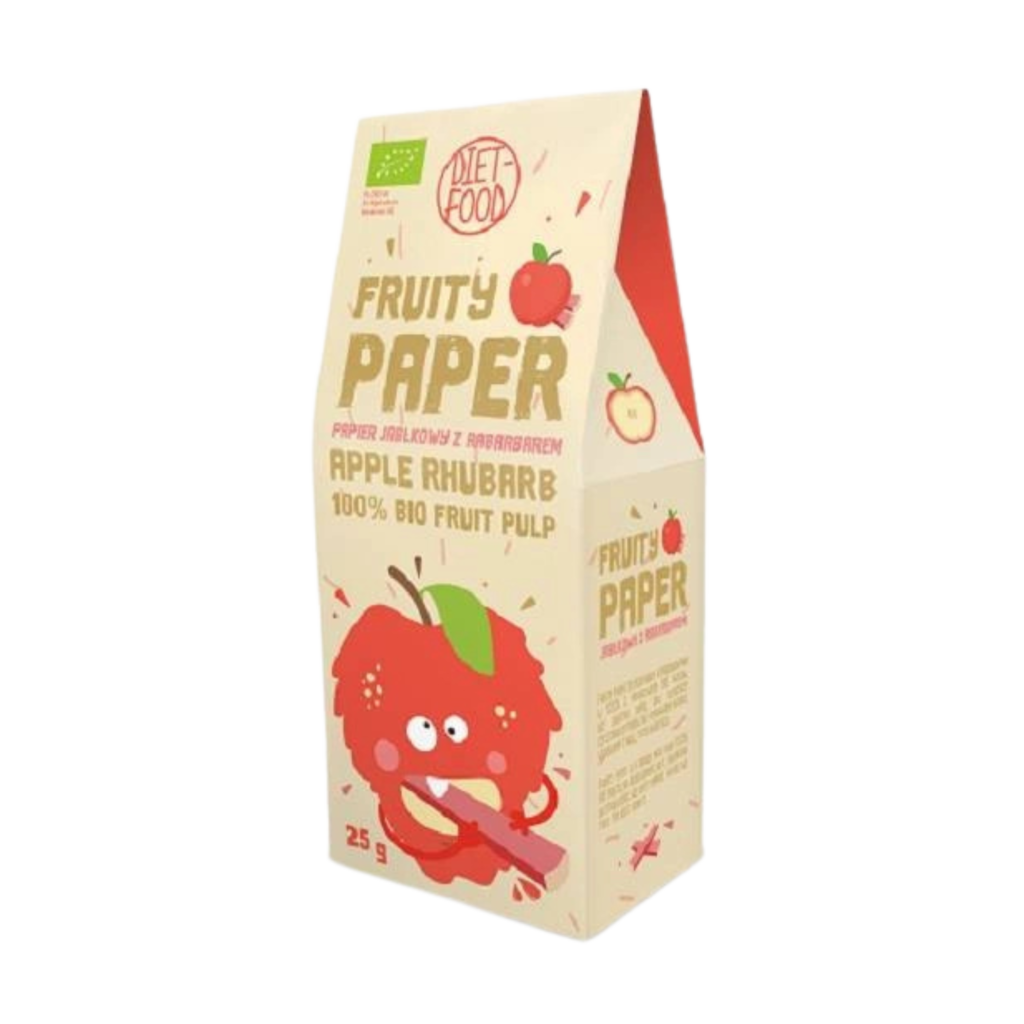Ekologiškos vaisių juostelės, obuolių - rabarbarų skonio | DIET-FOOD (25 g)