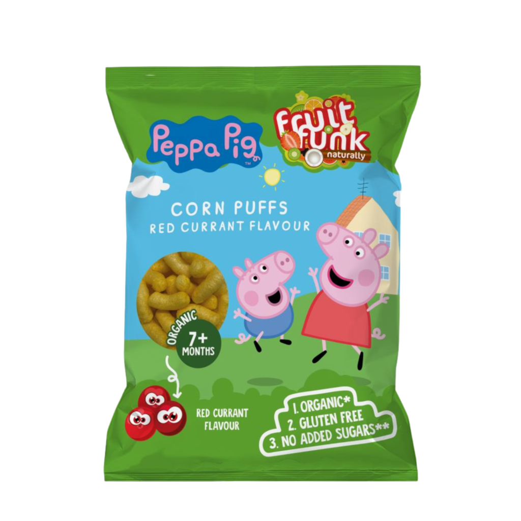 Ekologiški kukurūzai raudonųjų serbentų skonio, be glitimo | FruitFunk (50 g)
