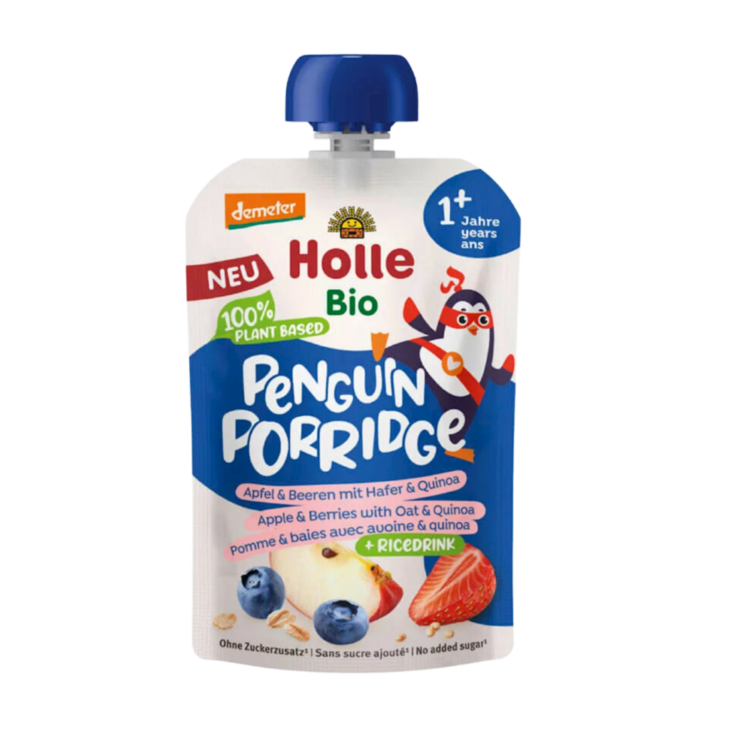 Ekologiška košė - tyrelė PENGUIN su braškėmis ir mėlynėmis | HOLLE (110 g)