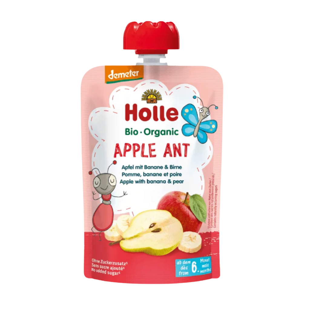 Ekologiška obuolių, kriaušių ir bananų tyrelė | HOLLE (100 g)