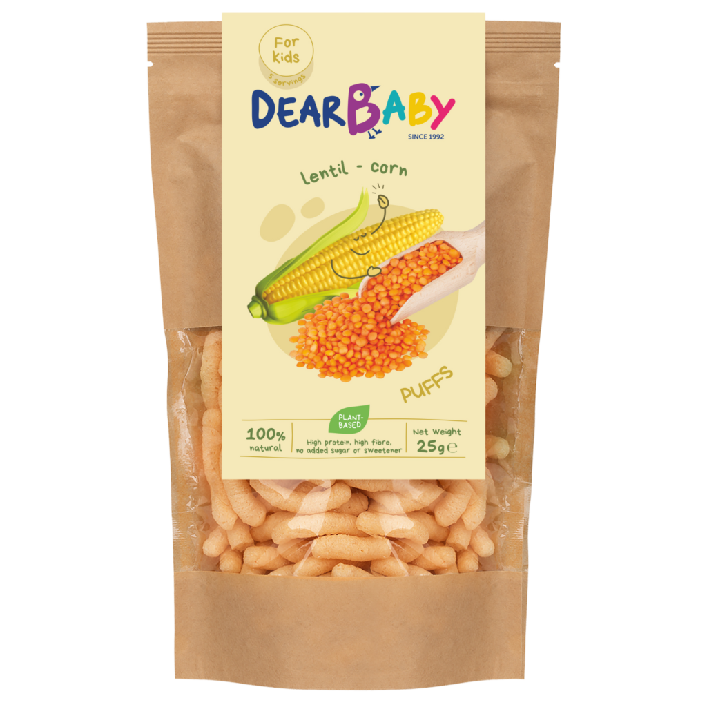 Lęšių, kukurūzų užkandis - 22% BALTYMŲ | Dear baby (25 g)