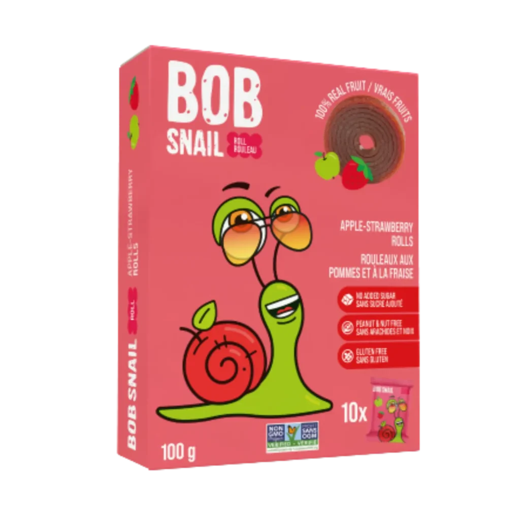 Obuolių ir braškių suktinukų rinkinys, be pridėtinio cukraus | Bob Snail (10 x 10 g)