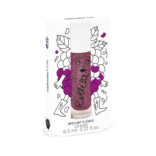 Nailmatic Kids Blackberry Rollette Lip Gloss Gervuogių skonio lūpų blizgesys, 6.5ml