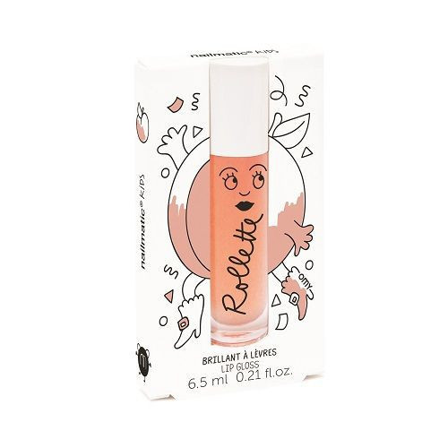 Nailmatic Kids Peach Rollette Lip Gloss Persikų skonio lūpų blizgesys, 6.5ml