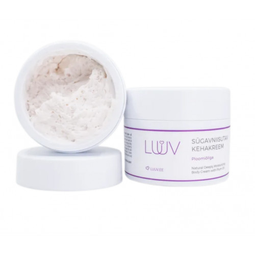 Luuv Natural Deeply Moisturizing Body Cream with Plum Oil Natūralus giliai drėkinantis kūno kremas su slyvų aliejumi, 200ml