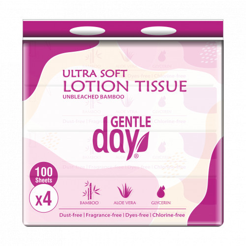 Gentle Day Bamboo Lotion Tissue Nebalinto bambuko nosinaitės su alijošiumi ir glicerinu, 100vnt