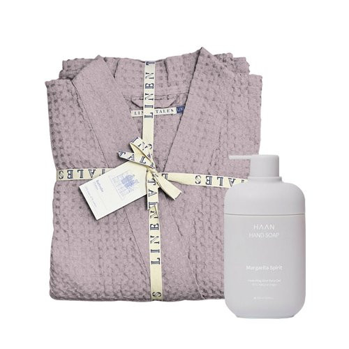 KlipShop Dovanų rinkinys Linen Tales Powder Lininis chalatas + Haan Muilas, S-M