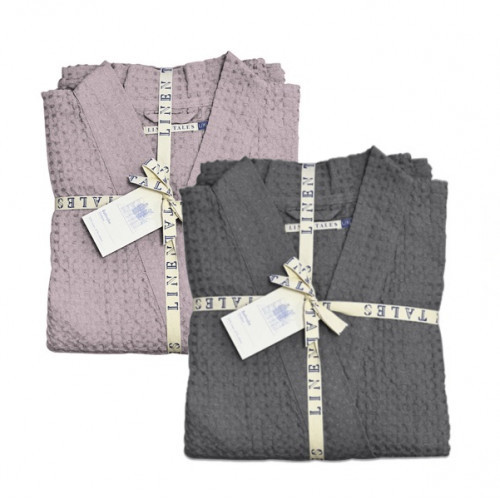 KlipShop Linen Tales Waffle Bathrobe Lininių chalatų rinkinys JAI ir JAM, S-M + L-XL