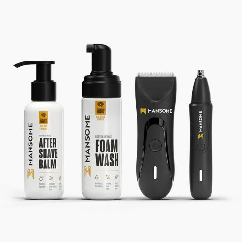 Mansome The Superior Bundle Kūno ir intymios zonos priežiūros komplektas vyrams, Rinkinys