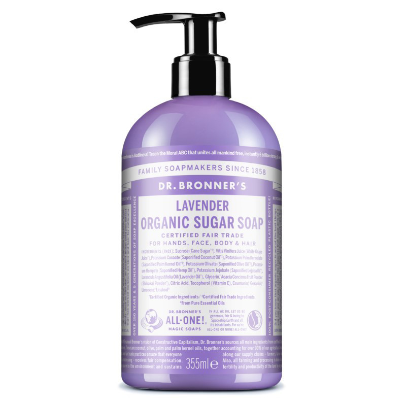 DR. BRONNER'S LAVENDER, ekologiškas cukraus muilas su levandų eteriniu aliejumi, 355 ml