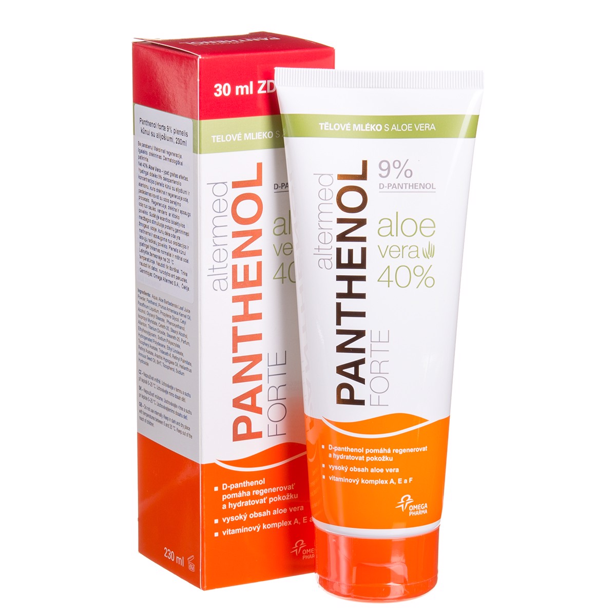 ALTERMED PANTHENOL FORTE 9%, pienelis kūnui su alijošiumi, 230 ml