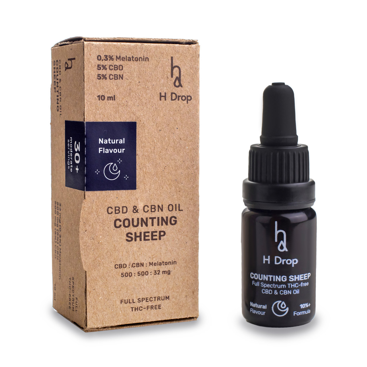 H DROP 10% kanapių CBD+CBN kūno aliejus su melatoninu COUNTING SHEEP (natūralus)