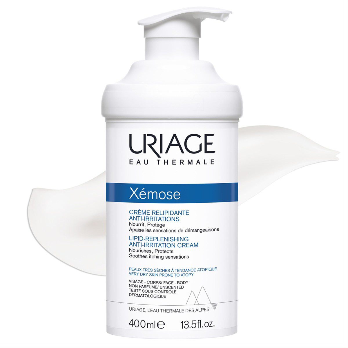 URIAGE XEMOSE, universalus minkštinamasis kremas su dozatoriumi, 400 ml