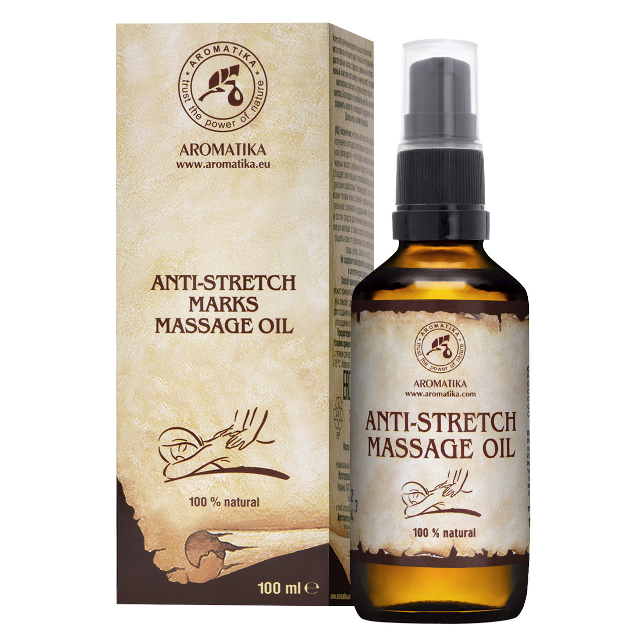 Saugantis, atstatomasis nuo strijų masažinis kūno aliejus (su purkštuvu) 100ml.