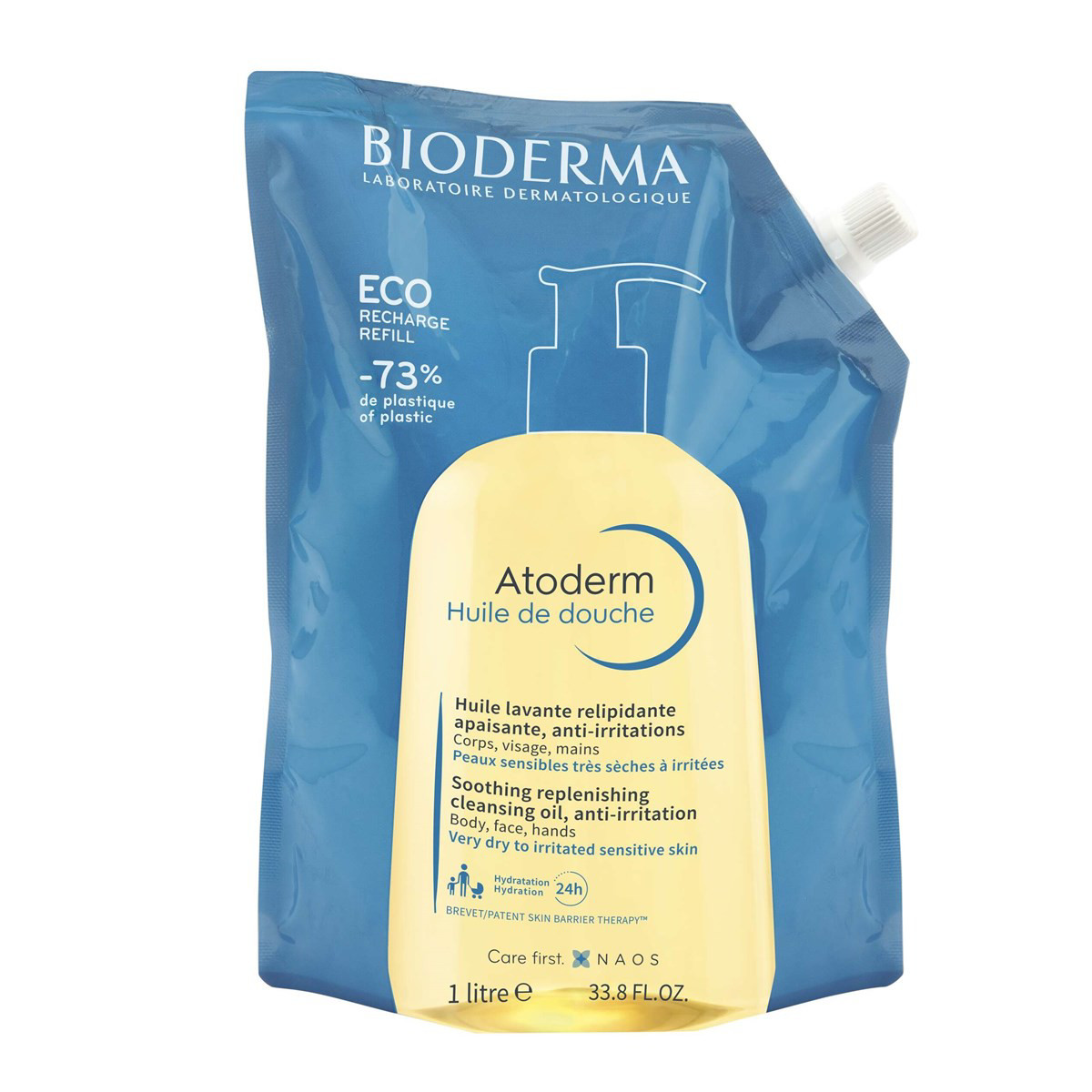 BIODERMA HUILE DE DOUCHE ECOREFILL, aliejinis prausiklis, 1l