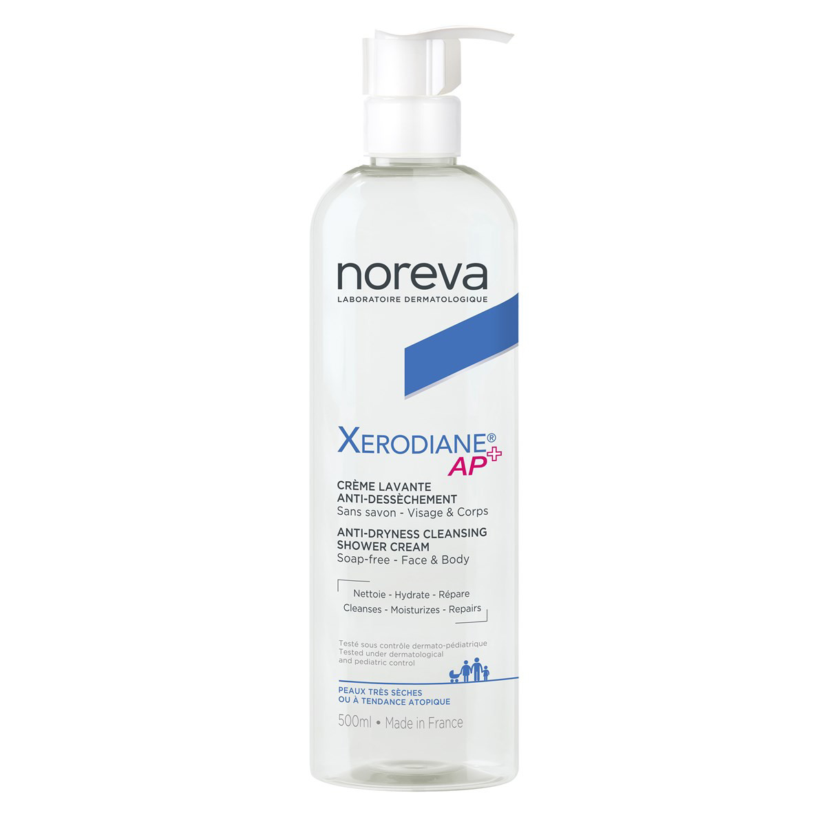 NOREVA XERODIANE PLUS, plaunamasis kremas veidui ir kūnui, 500 ml