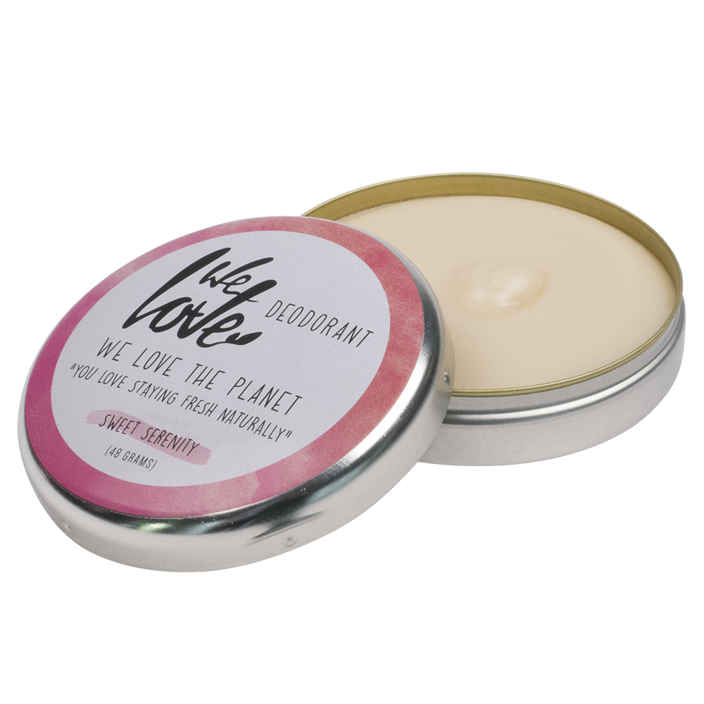 WE LOVE THE PLANET SWEET SERENITY, natūralus dezodorantas kremas su rožėmis ir medumi, 48 g