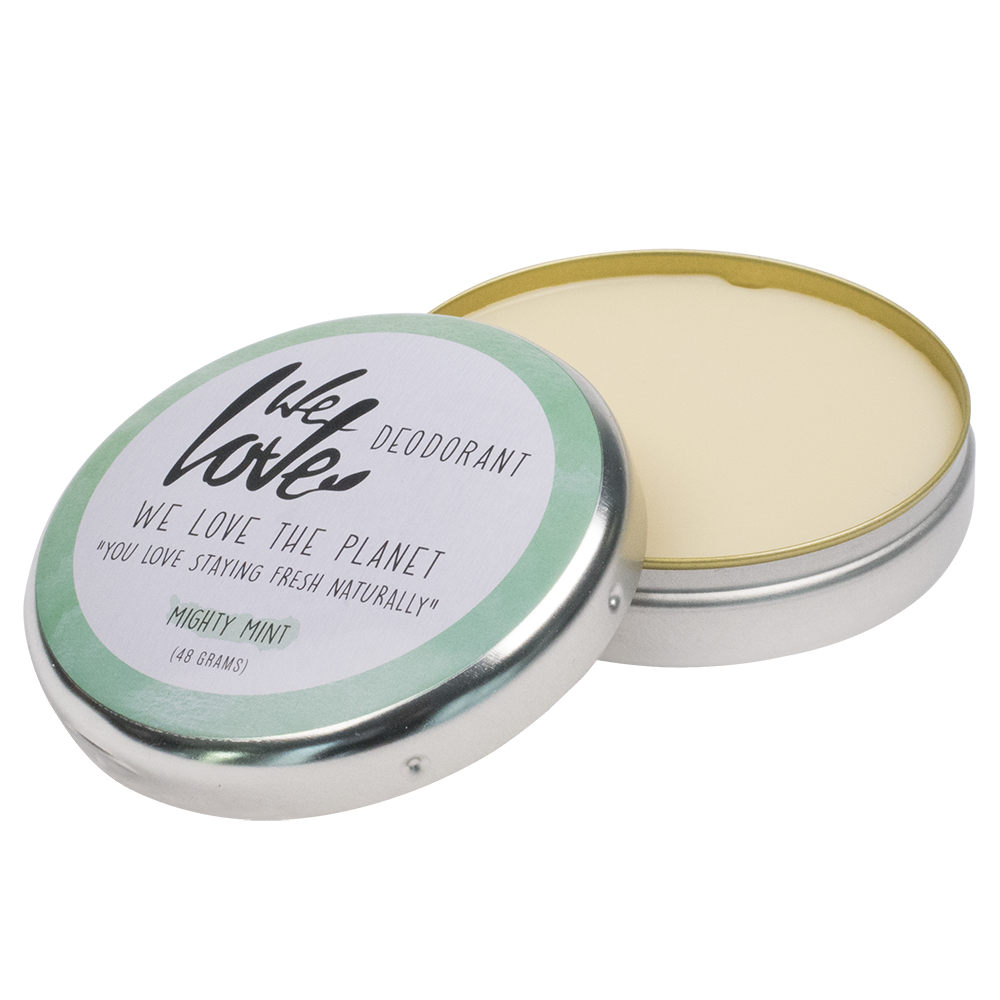 WE LOVE THE PLANET MIGHTY MINT, natūralus dezodorantas kremas su mėta ir rozmarinu, 48 g