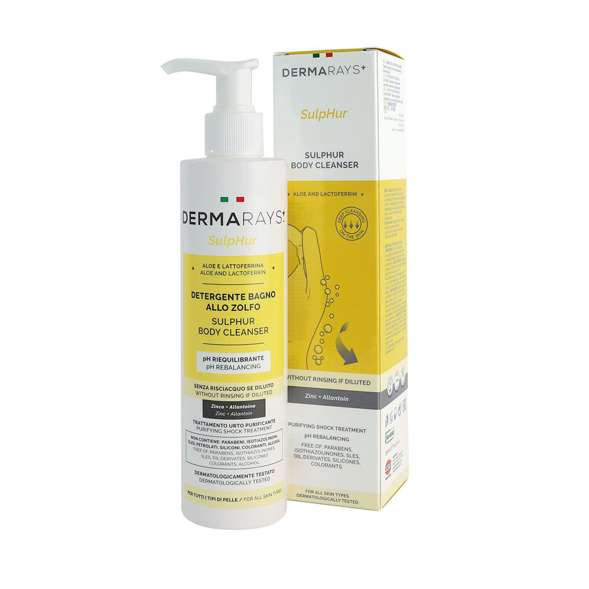 DERMARAYS SULPHUR prausiklis sausai, jautriai odai 250 ml