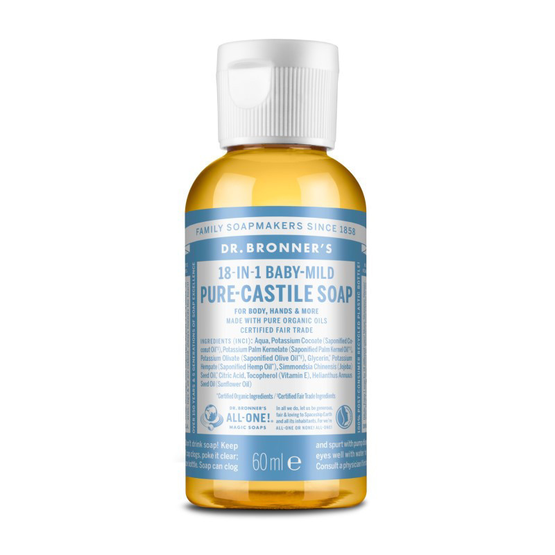 DR. BRONNER’S BABY-MILD, ekologiškas skystas švelnus muilas kūdikiams be eterinių aliejų, 60 ml