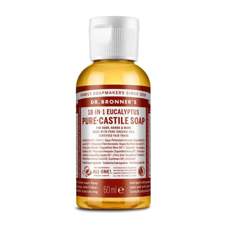 DR. BRONNER’S EUCALYPTUS, ekologiškas skystas muilas su eukaliptų eteriniu aliejumi, 60 ml