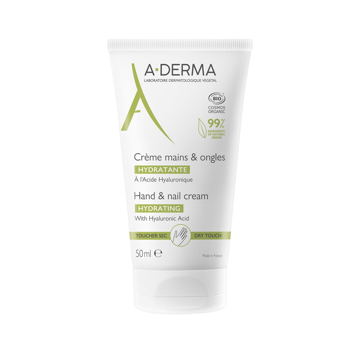 A-DERMA, rankų ir nagų kremas su hialurono rūgštimi, 50ml