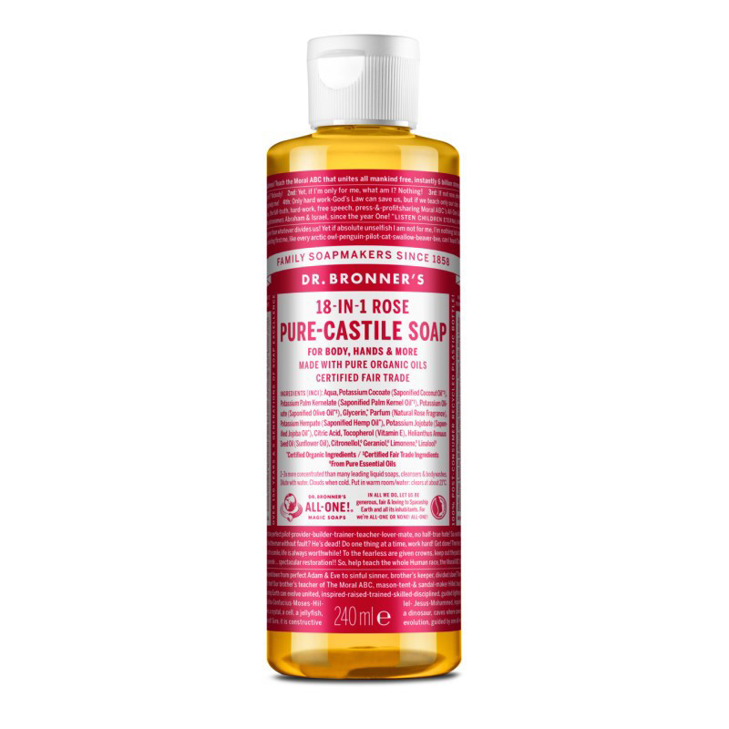 DR. BRONNER’S ROSE, ekologiškas skystas muilas su natūraliu rožių kvapu, 240 ml