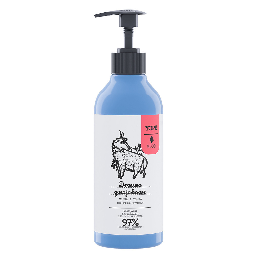 Yope WOOD drėkinanti dušo želė su gvajoko ekstraktu, 400ml.