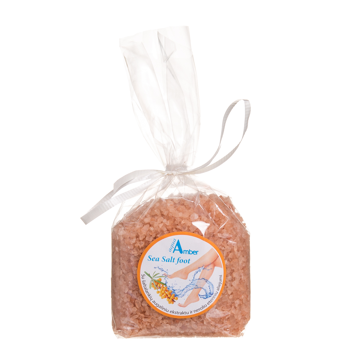 AQUA AMBER, jūros druska kojoms su šaltalankių ekstaktu ir nerolio eteriniu aliejumi, 300 g