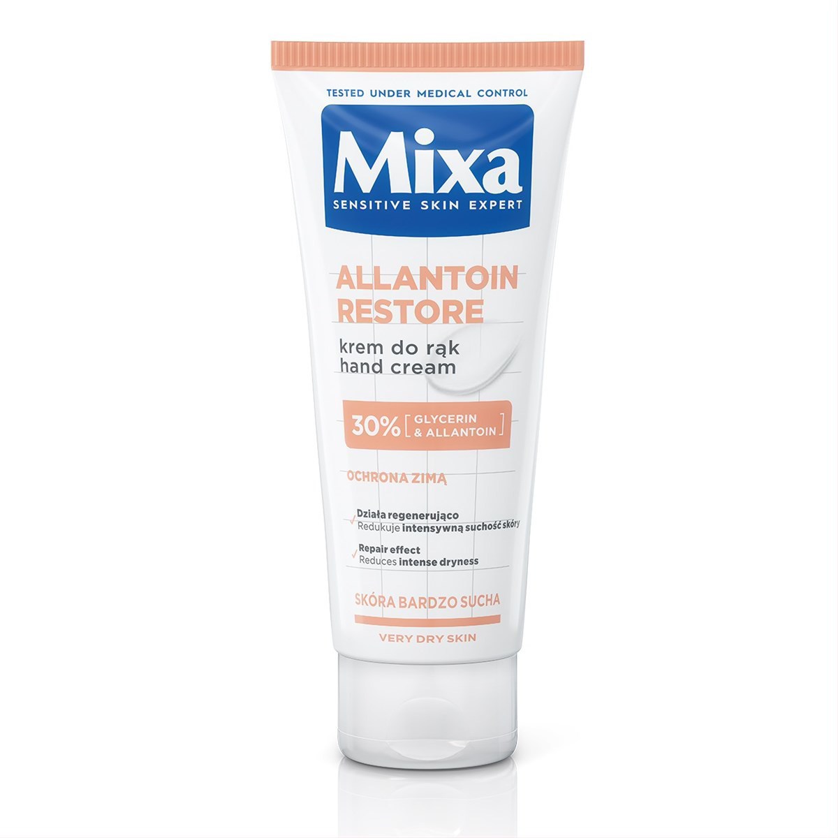 MIXA ALLANTOIN RESTORE, regeneruojantis rankų kremas pažeistai ir labai sausai rankų odai, 100 ml