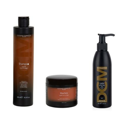DCM top rinkinys garbanotiems plaukams – kaukė 500ml, šampūnas 300ml, pienelis 200ml