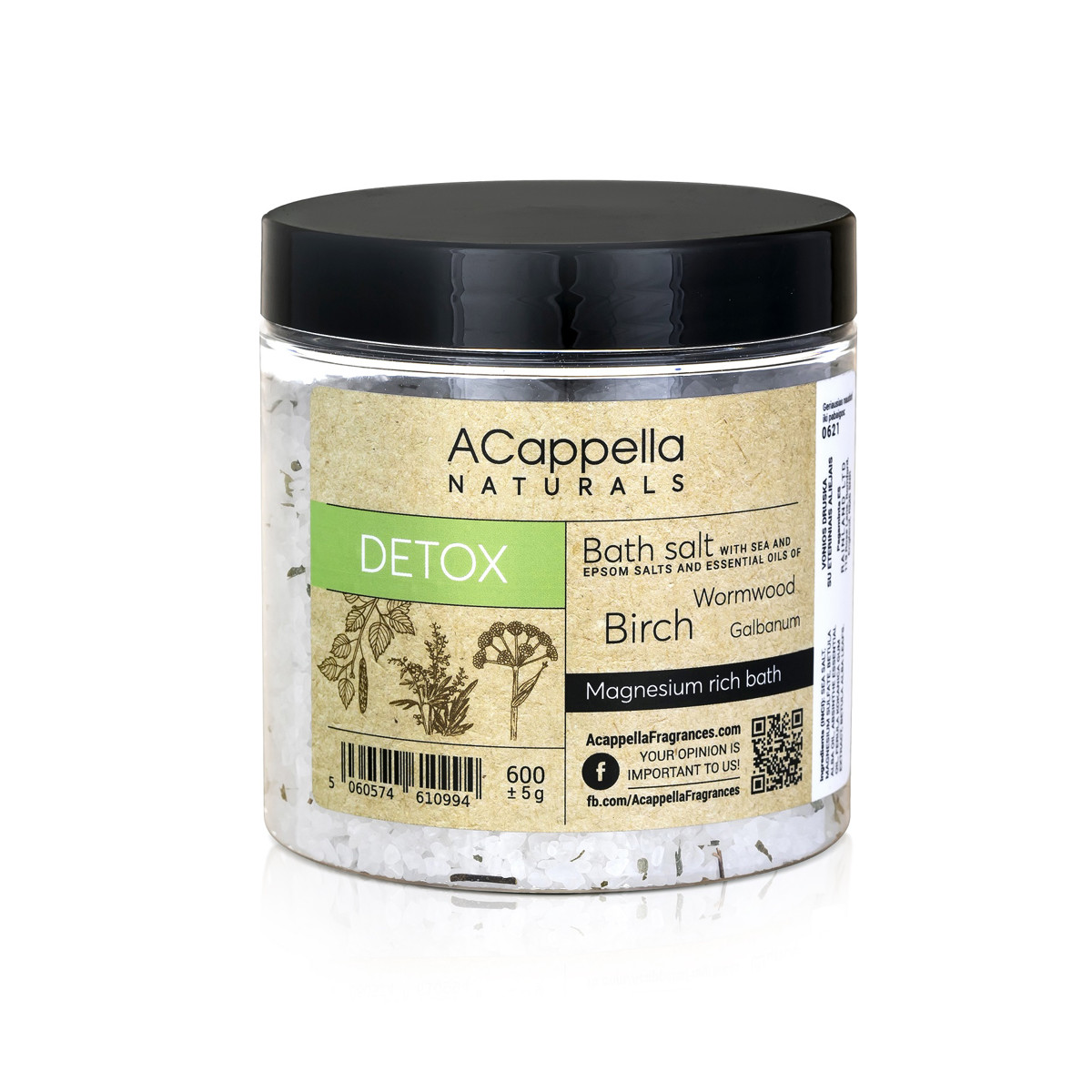 ACAPPELLA NATURALS vonios druska DETOX, 600 g.
