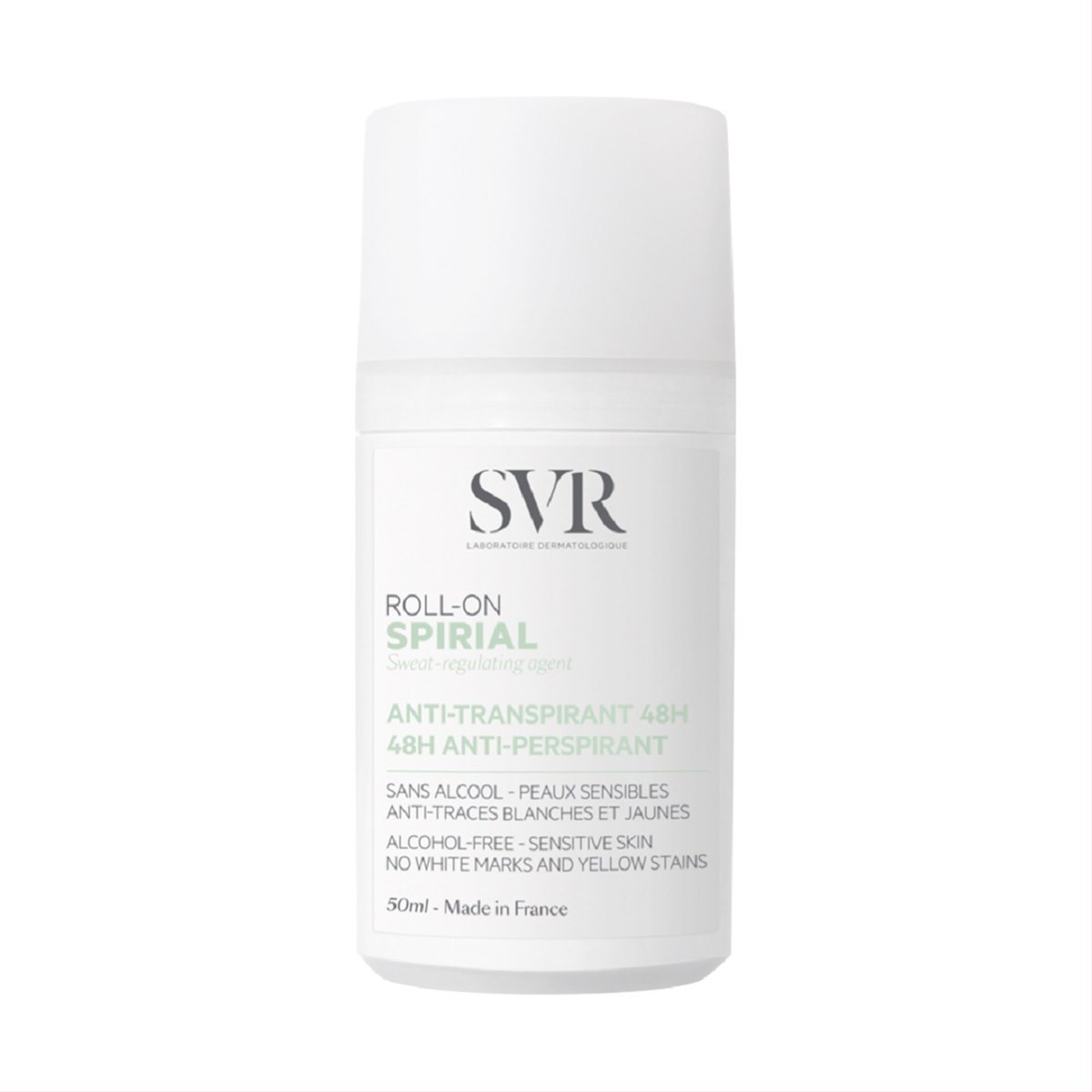 SVR SPIRIAL ROLL-ON, rutulinis antiperspirantas nuo vidutinio arba intensyvaus prakaitavimo, 50 ml