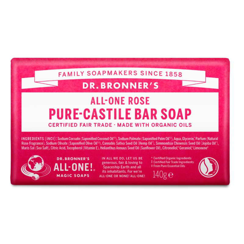 DR. BRONNER’S ROSE, ekologiškas muilas su natūraliu rožių kvapu, 140 g
