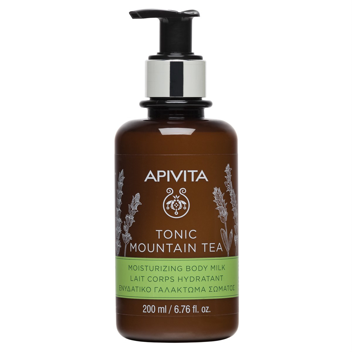 APIVITA, pienelis kūnui su kalnų arbata, tonizuojamasis, 200 ml