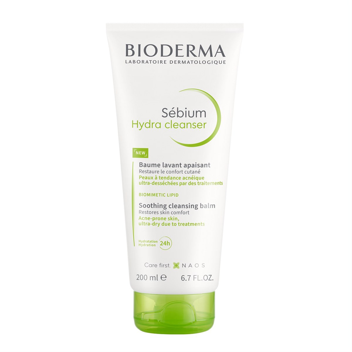BIODERMA SEBIUM HYDRA CLEANSER, raminamasis prausiamasis balzamas į spuogus linkusiai odai, 200 ml