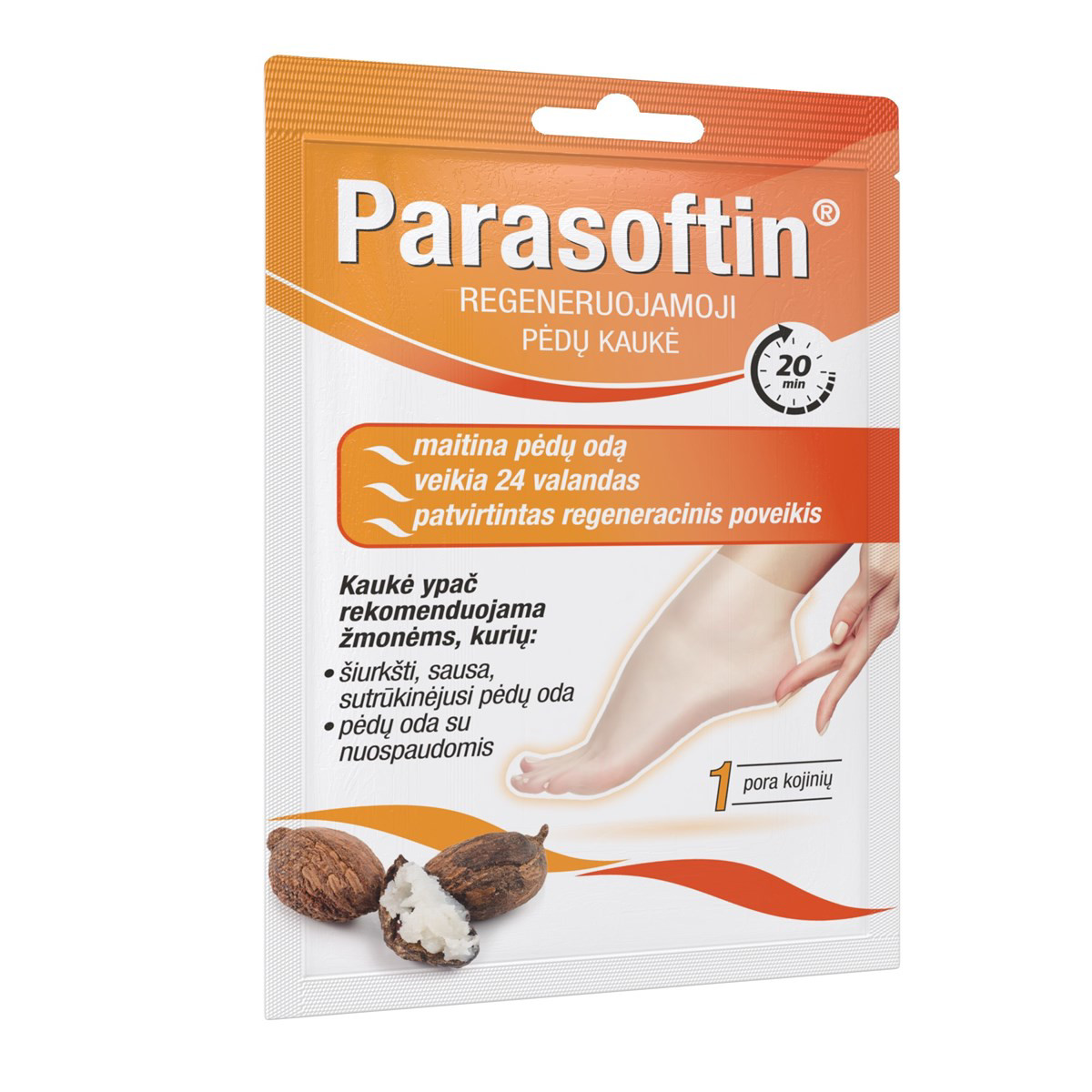 PARASOFTIN, regeneruojamoji pėdų kaukė, 1 pora