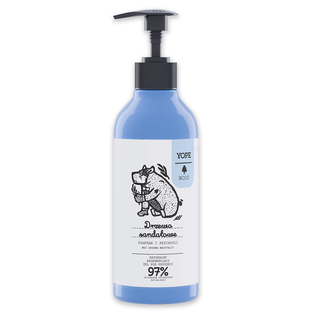 YOPE WOOD Dušo Želė su sandalmedžiu ir pačiuliu, 400ml.