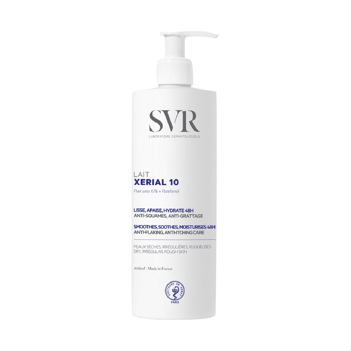 SVR XERIAL 10 LAIT, drėkinamasis kūno kremas su grynuoju šlapalu, 10 %, 400 ml