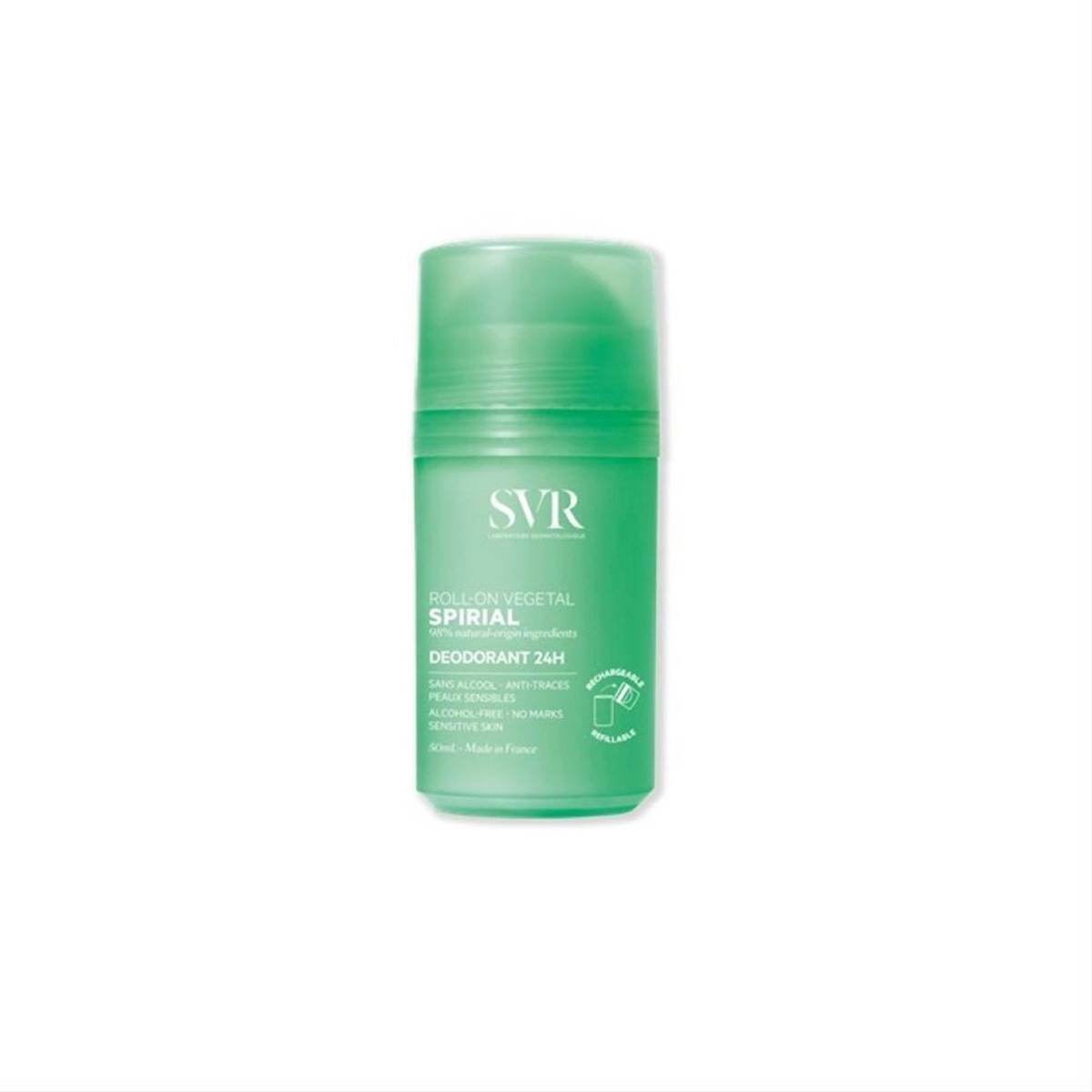 SVR SPIRIAL ROLL-ON VEGETAL, natūralus antiperspirantas su probiotikais ir diatomine žeme, 50 ml