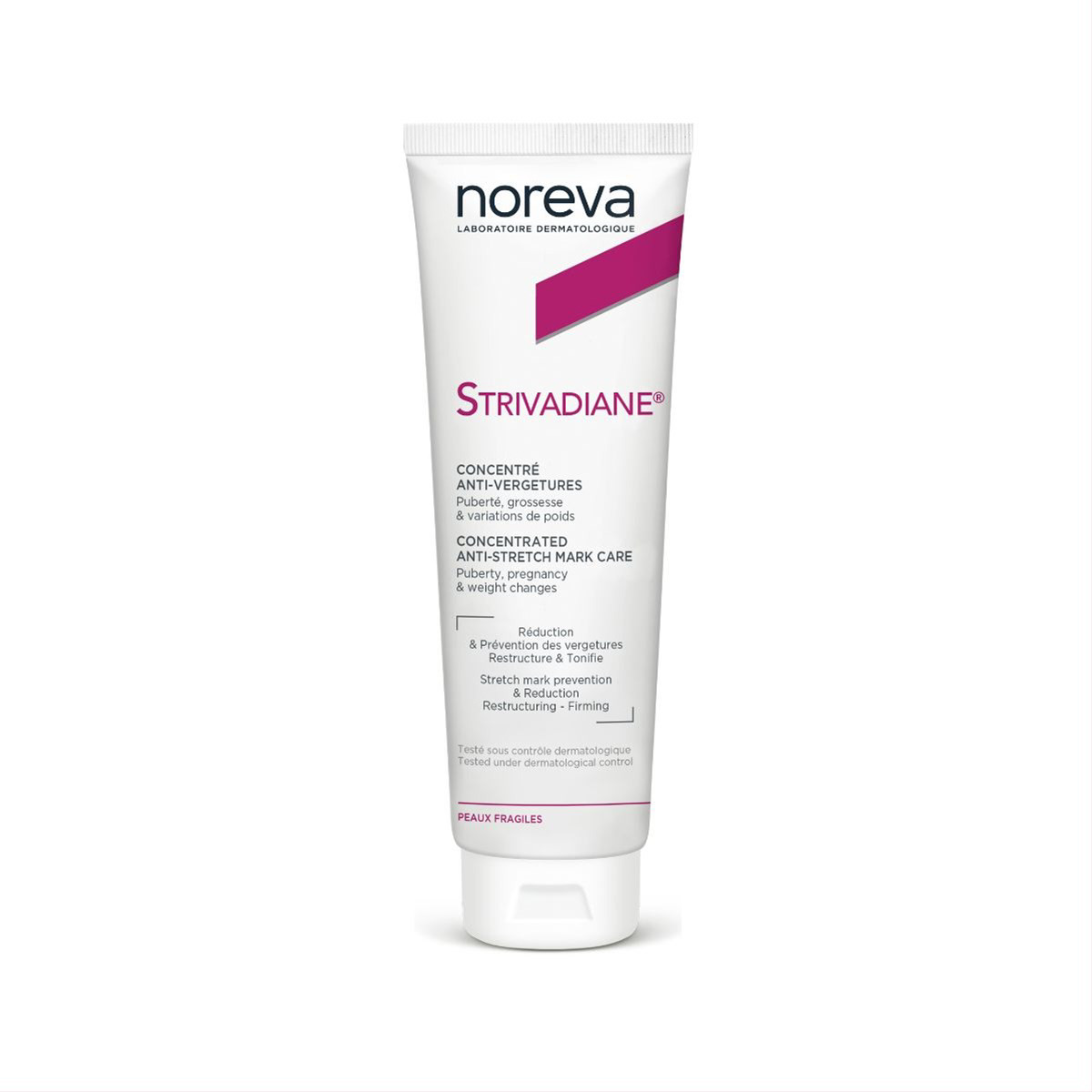 NOREVA STRIVADIANE, didelės konsistencijos priemonė nuo strijų, 125ml