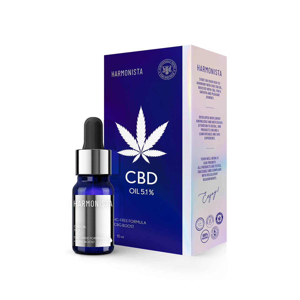 HARMONISTA 5,1 % kanapių ekstraktas CBD Oil + CBG Boost, 10 ml