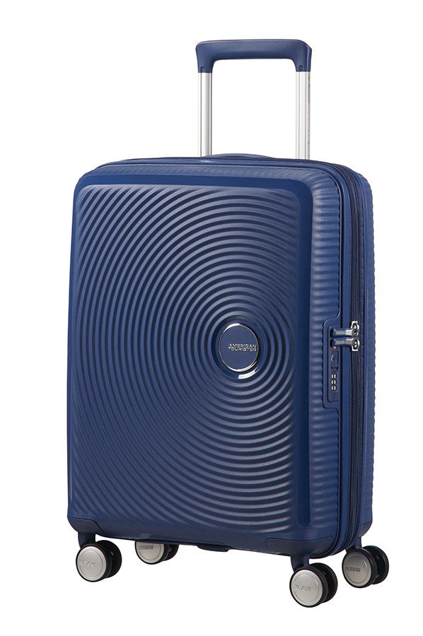 American Tourister Spinner Expandable Nedidelis lagaminas Kietas šalmas Navy 35