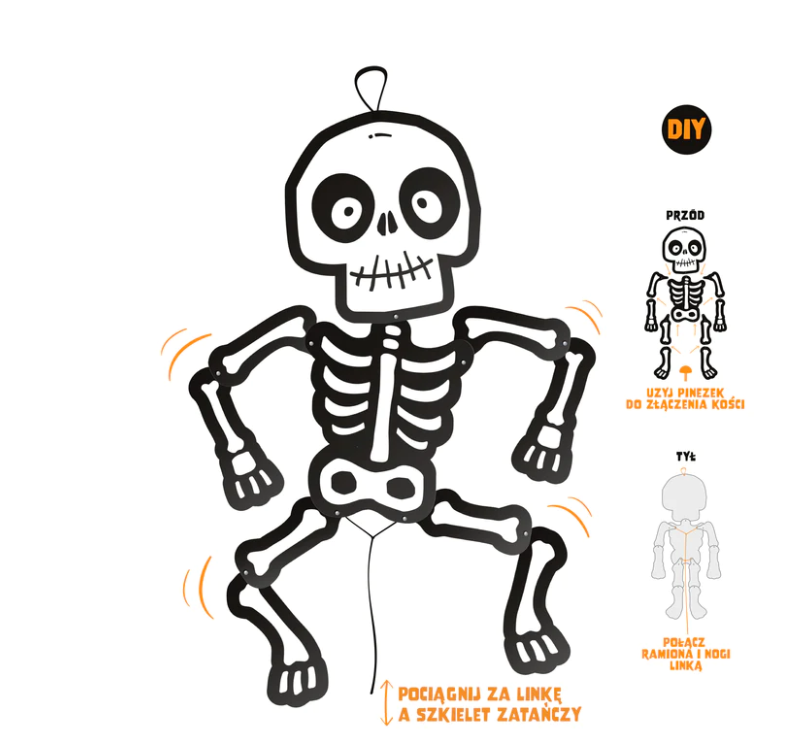 Kabantis skeletas Monstras helovino dekoracija