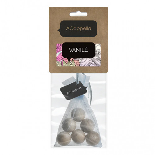 Acappella Car perfume Wooden Balls Automobilio kvapas, pakabinami kvapieji mediniai rutulėliai, Vanile