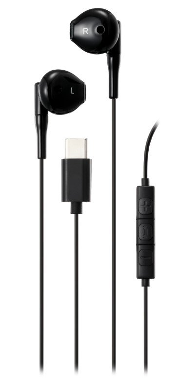 Ausinės STREETZ C210-BLK, laidinės, į ausis, juodos, USB-C, 3 mygtukai