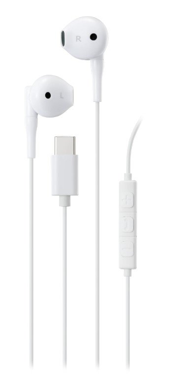 Ausinės STREETZ C210-WHT, laidinės, į ausis, baltos, USB-C, 3 mygtukai