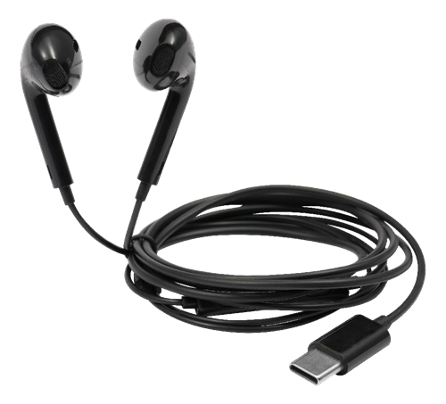 Ausinės STREETZ HL-W110, laidinės, į ausis, juodos, USB-C, 1,2m