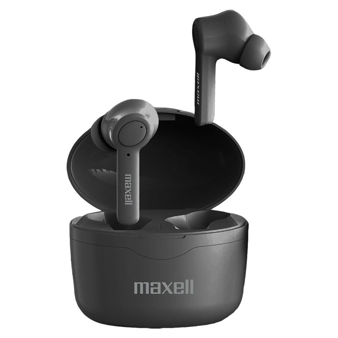 Maxell Bass 13 Sync Up belaidės Bluetooth ausinės su įkrovimo dėklu juodos spalvos